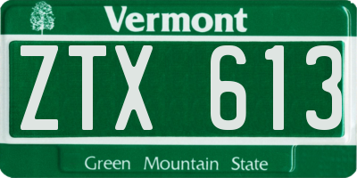 VT license plate ZTX613