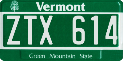 VT license plate ZTX614