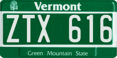 VT license plate ZTX616
