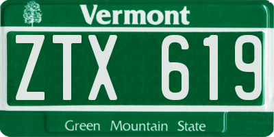 VT license plate ZTX619
