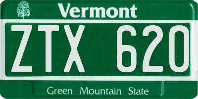 VT license plate ZTX620