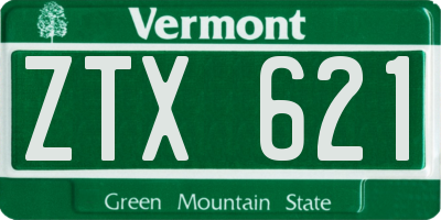 VT license plate ZTX621