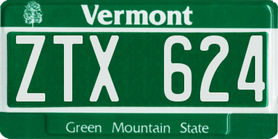 VT license plate ZTX624