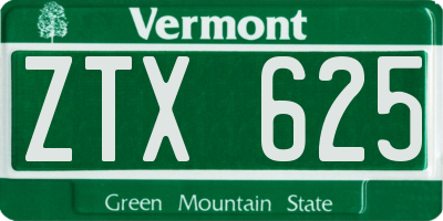 VT license plate ZTX625