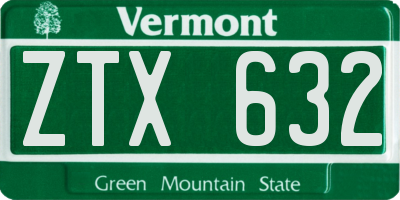 VT license plate ZTX632