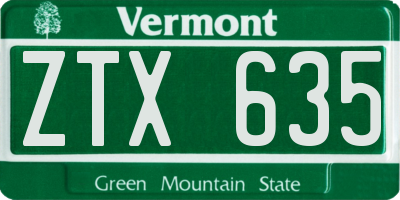 VT license plate ZTX635