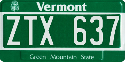 VT license plate ZTX637