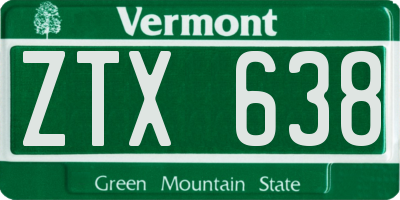 VT license plate ZTX638