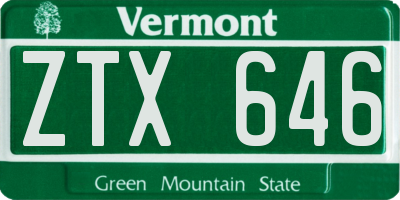 VT license plate ZTX646