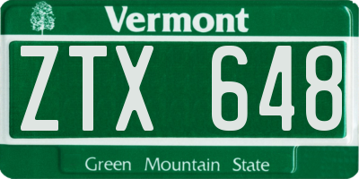 VT license plate ZTX648