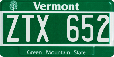 VT license plate ZTX652