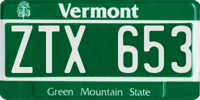 VT license plate ZTX653