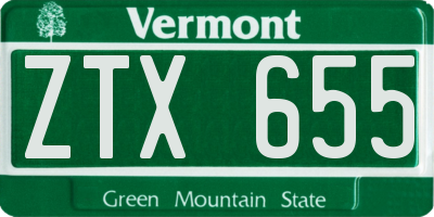 VT license plate ZTX655