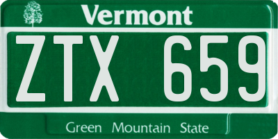 VT license plate ZTX659