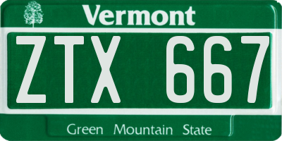 VT license plate ZTX667