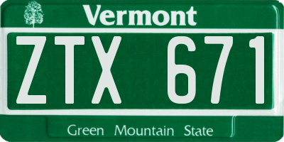 VT license plate ZTX671