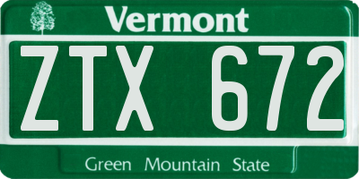 VT license plate ZTX672
