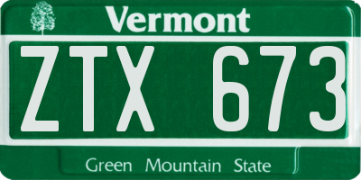 VT license plate ZTX673