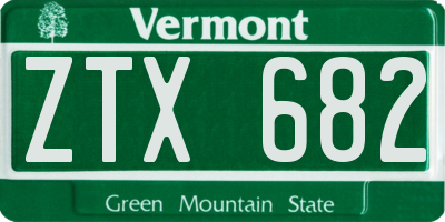 VT license plate ZTX682