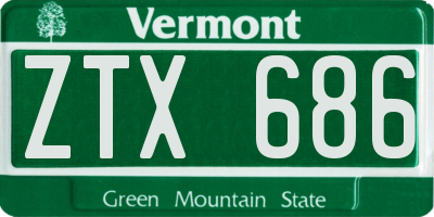 VT license plate ZTX686