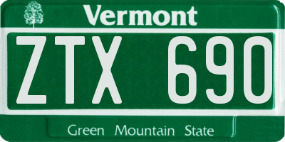 VT license plate ZTX690