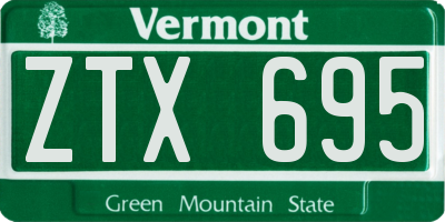 VT license plate ZTX695