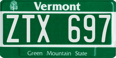 VT license plate ZTX697