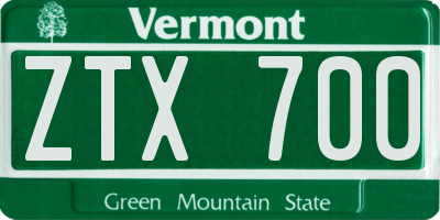 VT license plate ZTX700