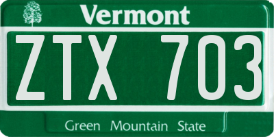VT license plate ZTX703