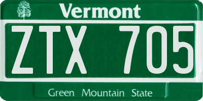 VT license plate ZTX705
