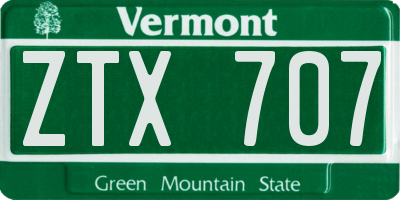VT license plate ZTX707