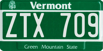 VT license plate ZTX709