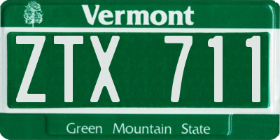 VT license plate ZTX711