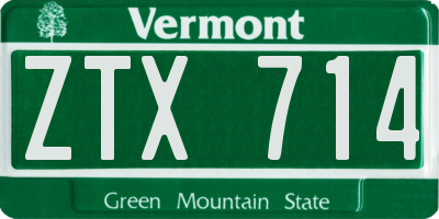 VT license plate ZTX714