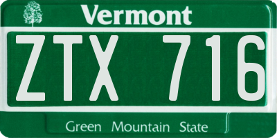 VT license plate ZTX716