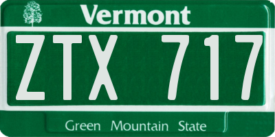 VT license plate ZTX717