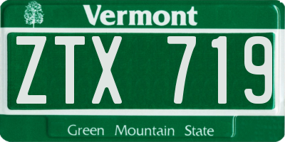 VT license plate ZTX719