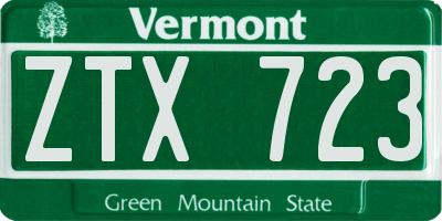 VT license plate ZTX723