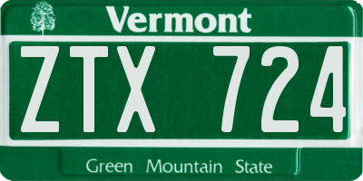 VT license plate ZTX724