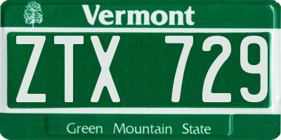 VT license plate ZTX729