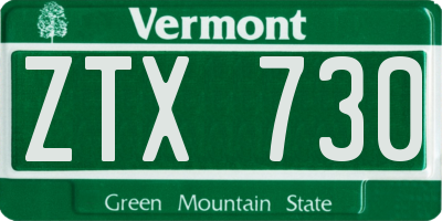 VT license plate ZTX730