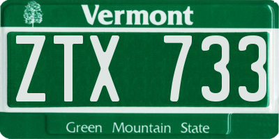 VT license plate ZTX733