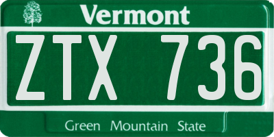 VT license plate ZTX736