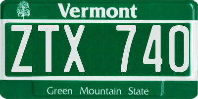VT license plate ZTX740