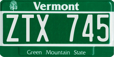 VT license plate ZTX745