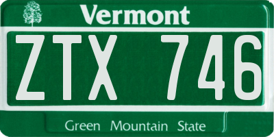 VT license plate ZTX746