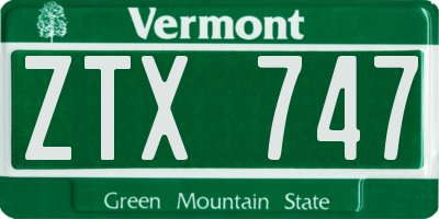 VT license plate ZTX747