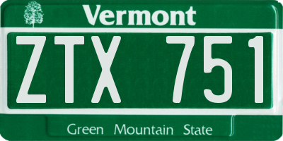 VT license plate ZTX751