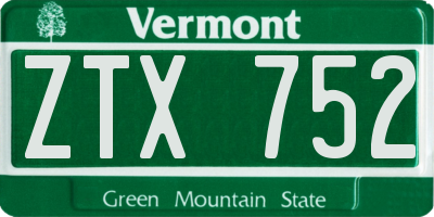 VT license plate ZTX752
