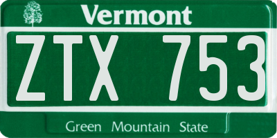 VT license plate ZTX753